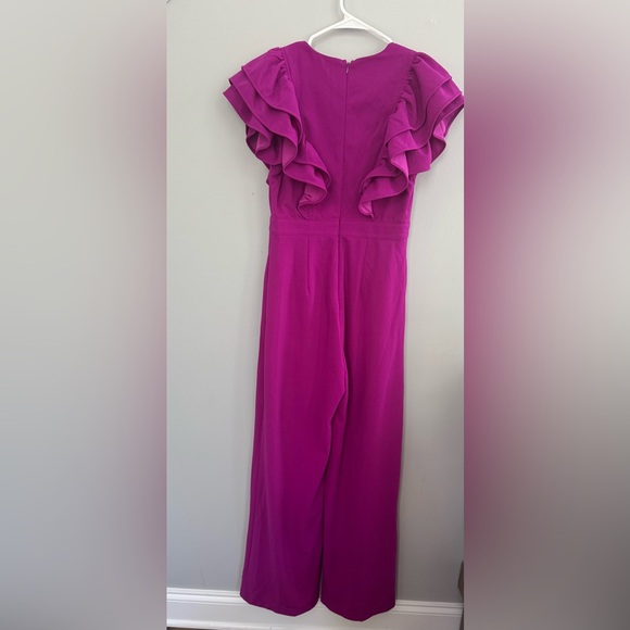 Entro Magenta Ruffle Sleeve Jumpsuit - Picture 3 of 12